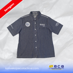 Kemeja Seragam Bank BNI Lengan Pendek Custom JASCO