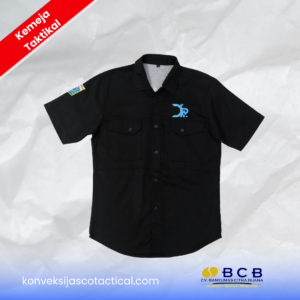 Kemeja Tactical Hitam Custom JASCO Lengan Pendek